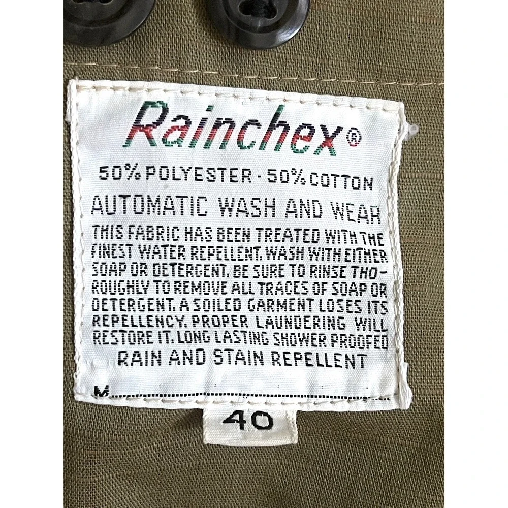 Gleneagles Mens Houndstooth Trench Coat Size 40 Lined Rain Stain Repellent